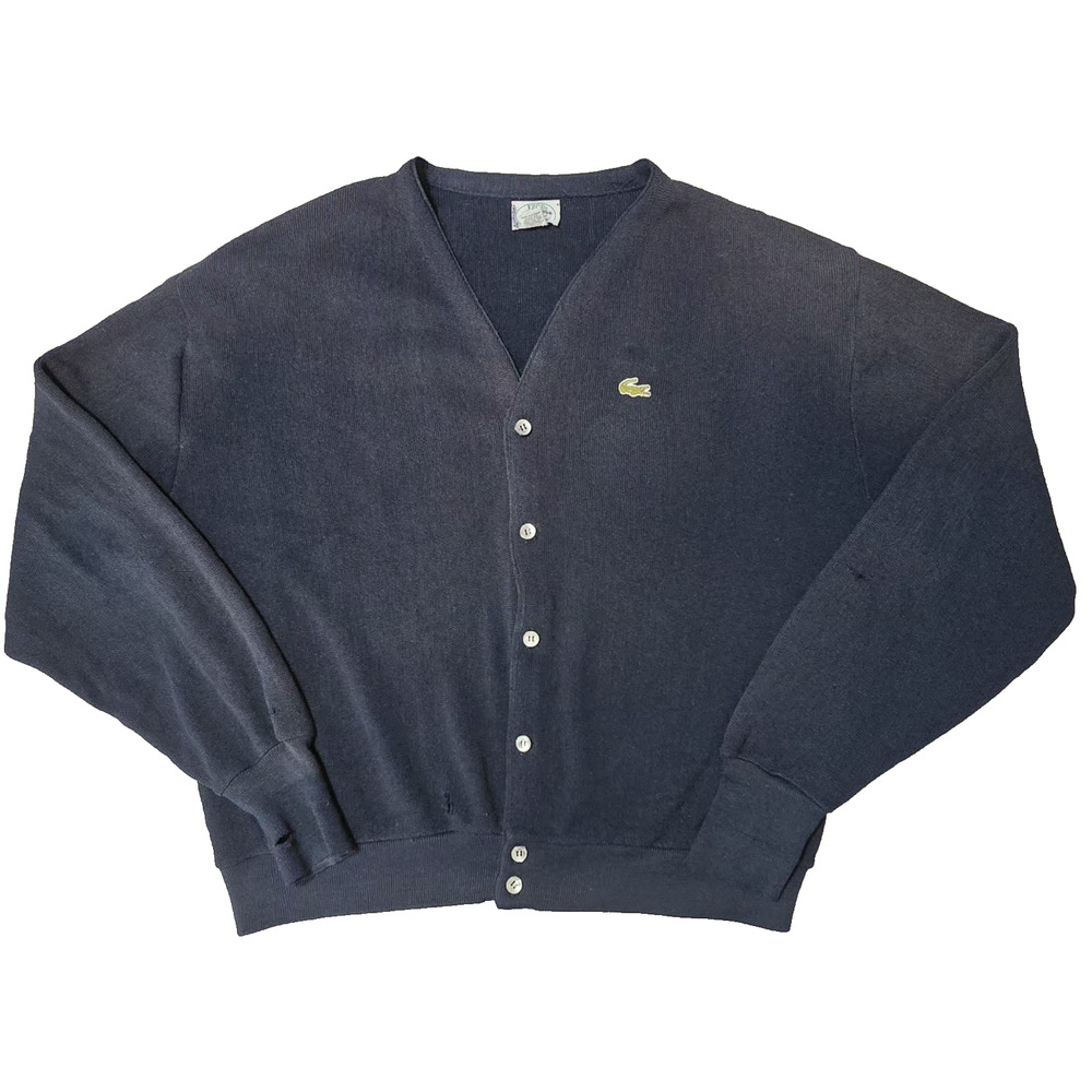Vintage 70s/80s Izod Lacoste Cardigan Sweater Men's XL Navy Blue Orlon USA Made